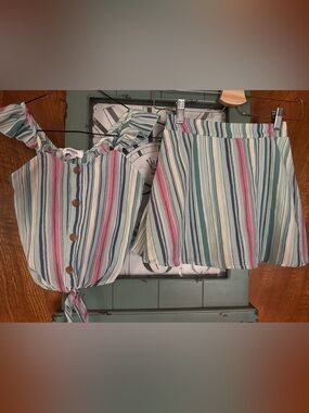 Speechless Pastel Multi Stripe Girls Skirt Set